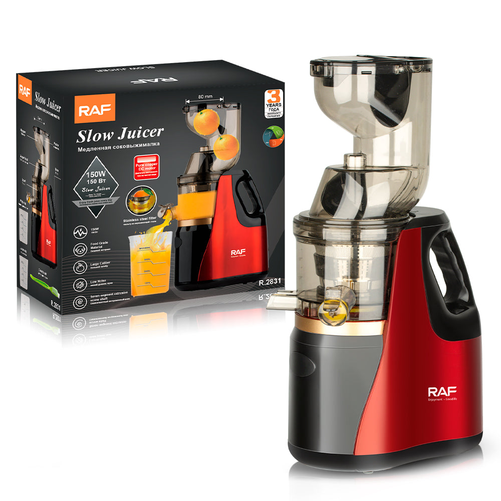RAF R.2831 Stainless Steel Slow Juicer & Blender – 150W, 2L Capacity, Vertical Screw Slow Masticating Extractor