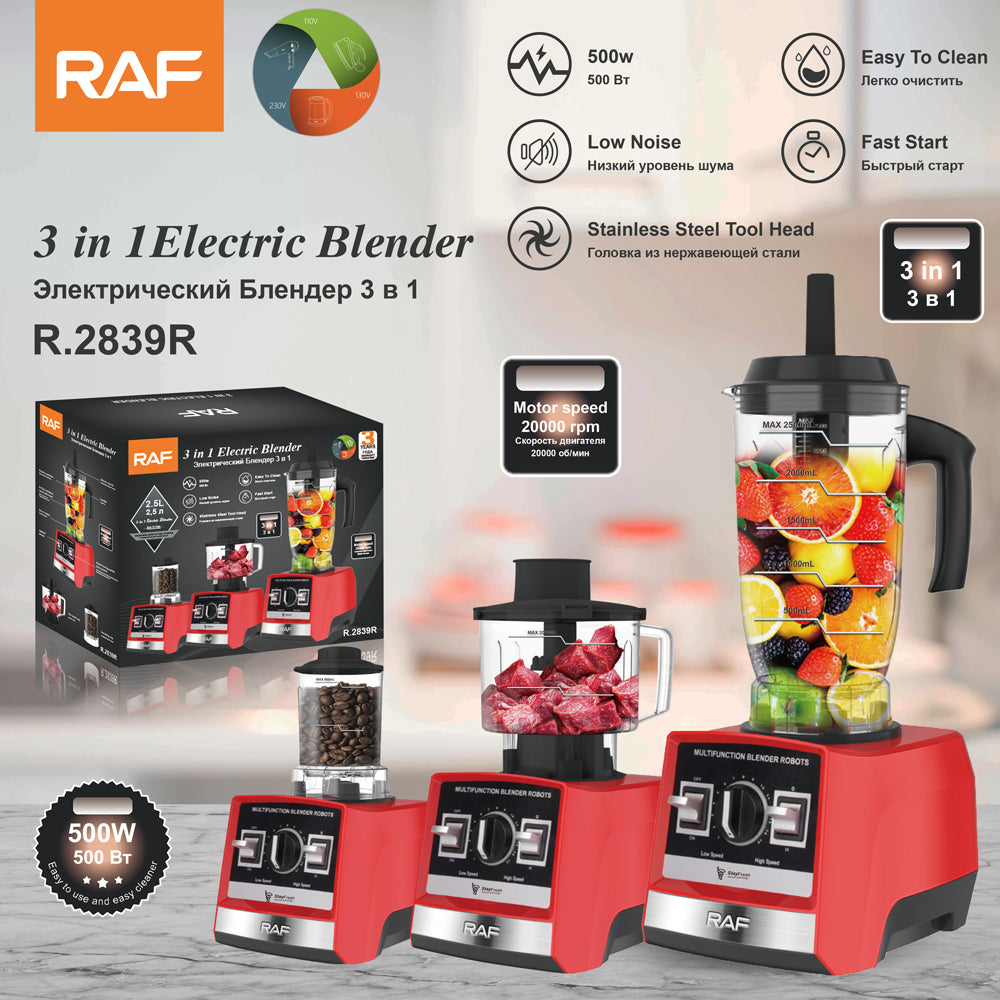 RAF R.2839 3-in-1 Juicer & Smoothie Maker – 600W, 2L Capacity, Vertical Screw Slow Juicer with Fast Pulping