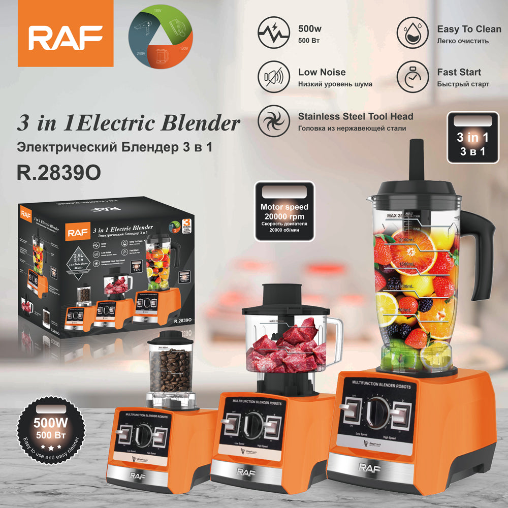 RAF R.2839 3-in-1 Juicer & Smoothie Maker – 600W, 2L Capacity, Vertical Screw Slow Juicer with Fast Pulping