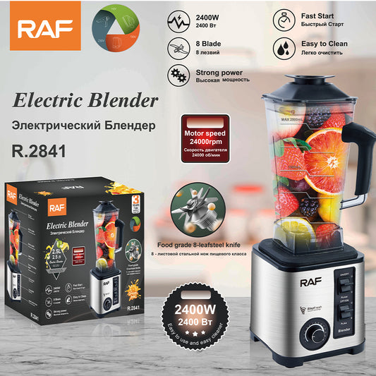 RAF R.2841 Professional Electric Blender – 2400W, 2L Capacity, 15-Speed with 8 Stainless Steel Blades & Ice Crushing