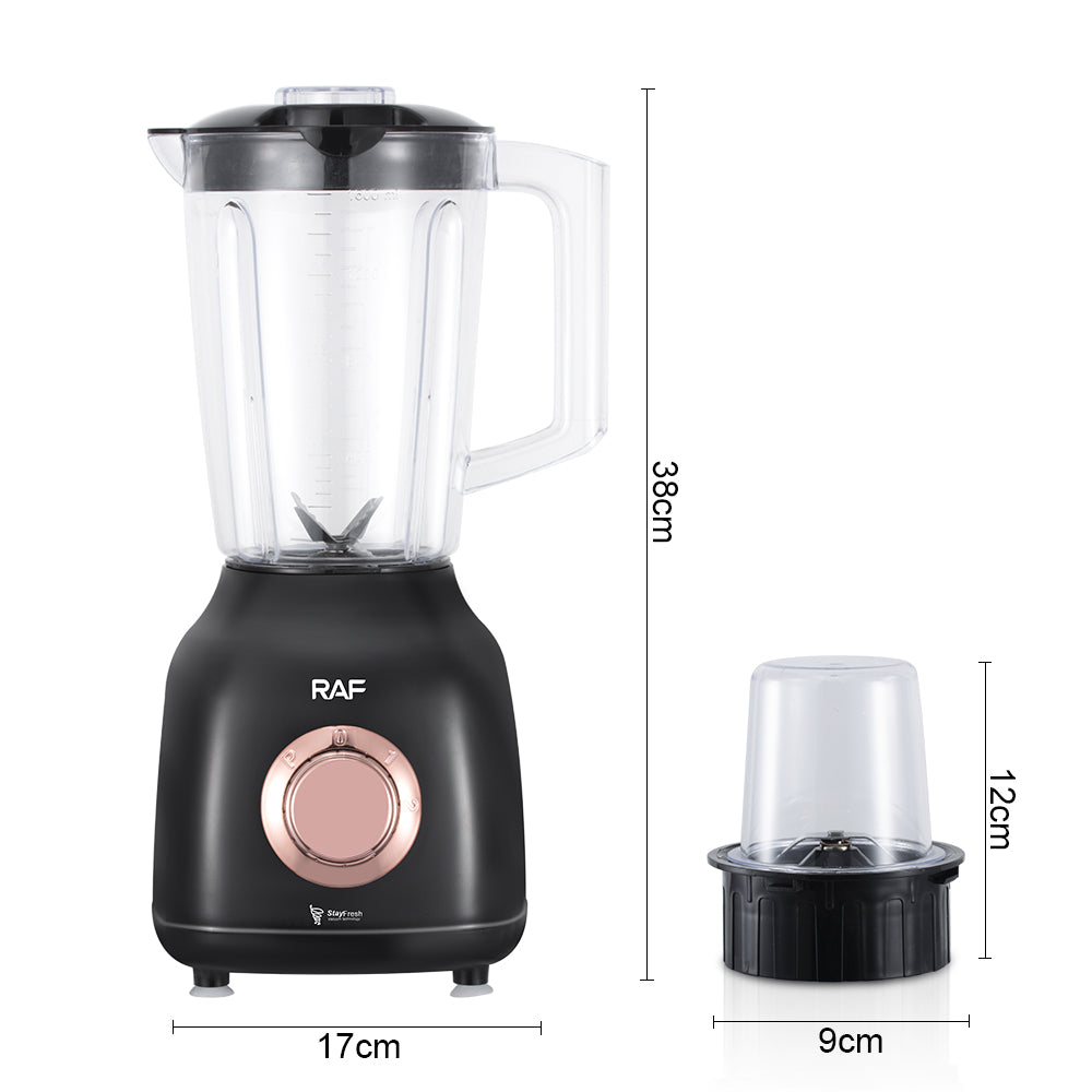 RAF R.2853 2-in-1 Double Cup Blender & Grinder – 500W, 1.5L Capacity, 3-Speed with Pulse Function