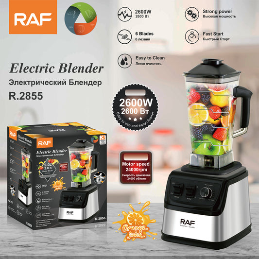 RAF R.2855 Electric Blender – 2600W, 6 Stainless Steel Blades, 4-Speed with Pulse Function & Fast Start