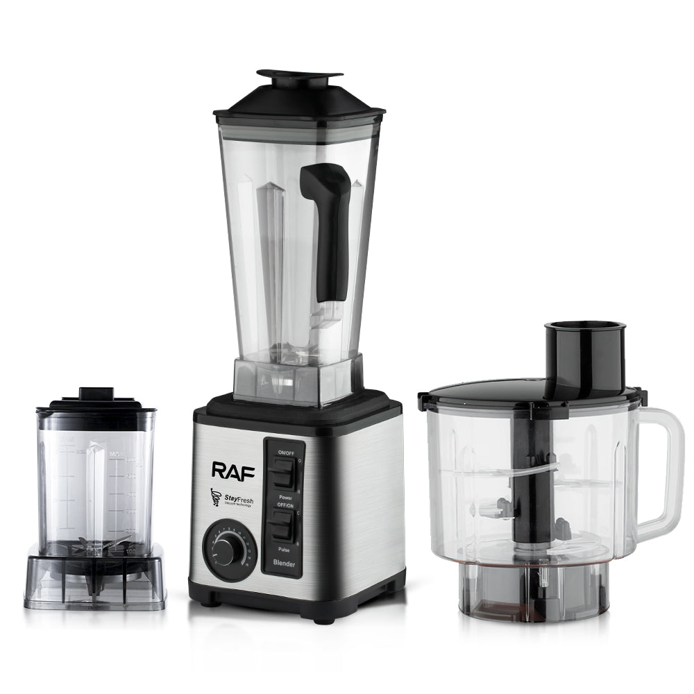 RAF R.2877 3-in-1 Electric Blender – 2600W, 3L Capacity, 6-Blade Stainless Steel Knife Head with Ice Crushing