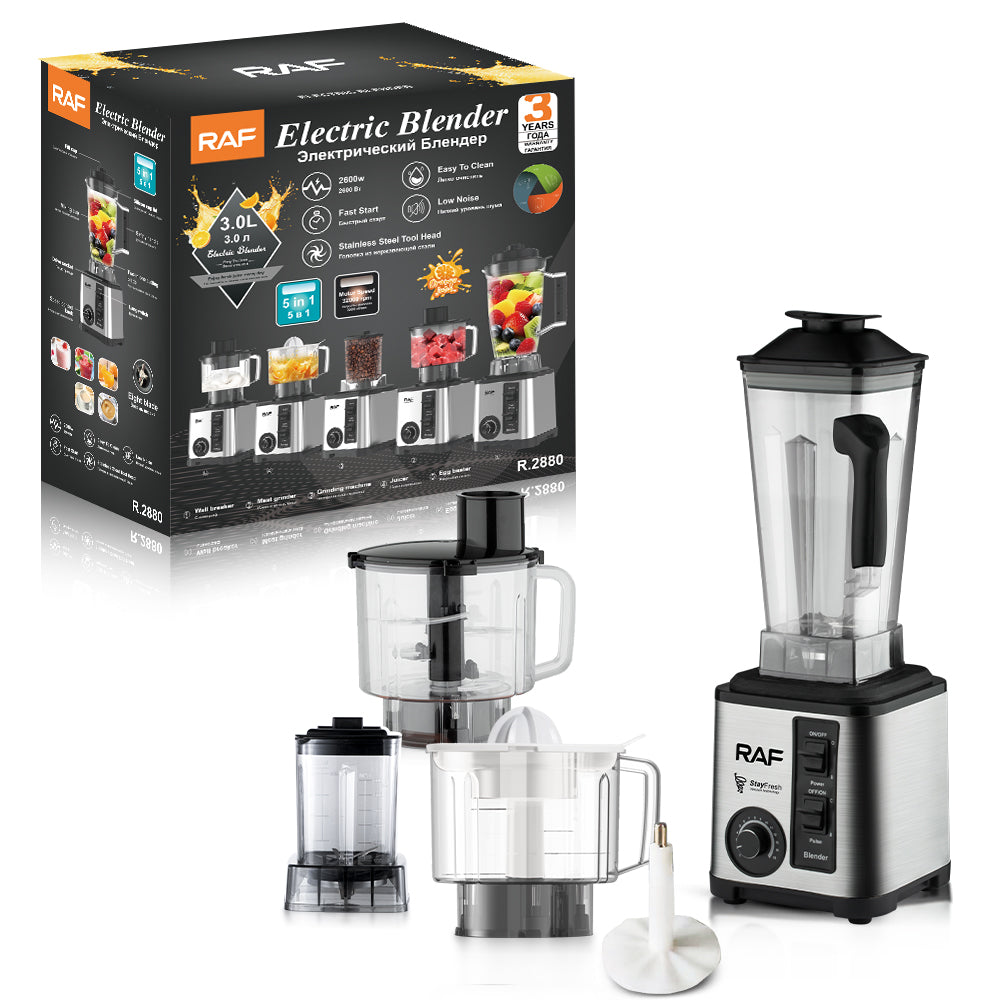 RAF R.2880 Electric Smoothie Blender – 2600W Low Noise High-Speed Commercial 5-in-1 Blender (3L Capacity)