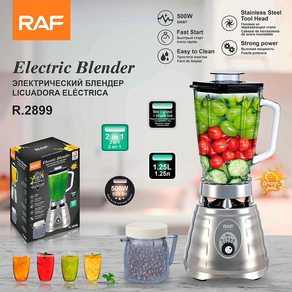 RAF Electric Blender R.2899 1000W Glass Jar with Grinder