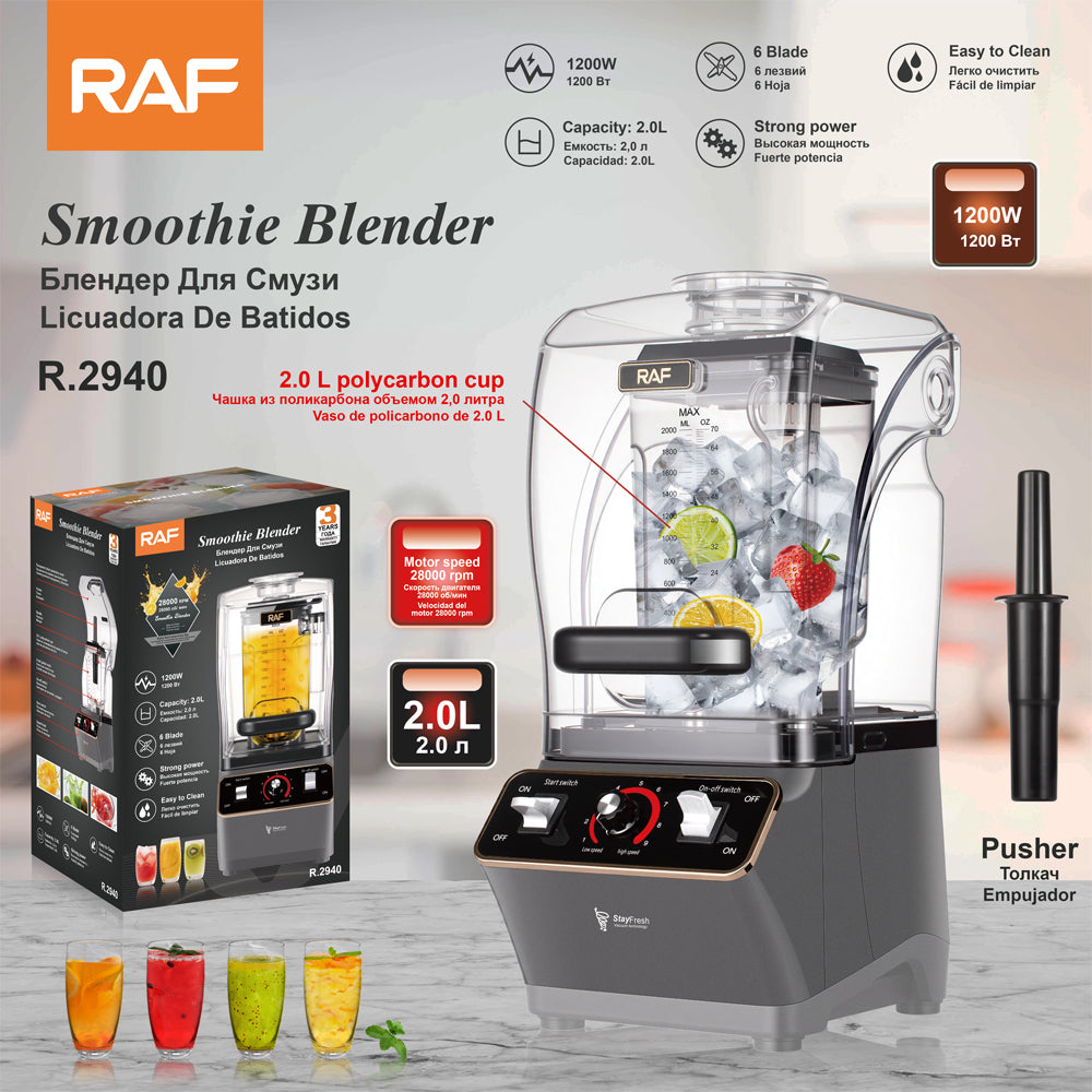RAF R.2940 2.0L Heavy-Duty Industrial Soundproof Blender – 1200W Commercial Smoothie Mixer