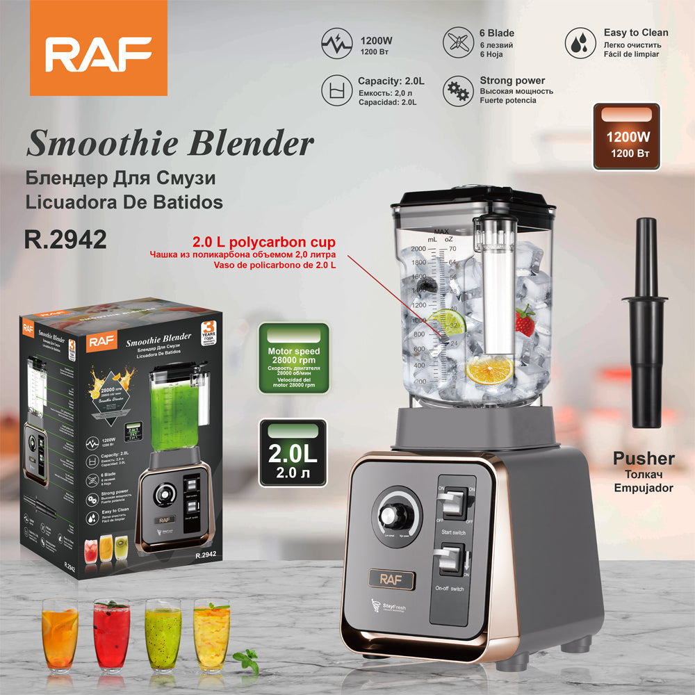 RAF R.2942 Wall-Breaking Juicer Blender – 1200W High-Speed Large Capacity Professional Smoothie & Ice Crushing Machine