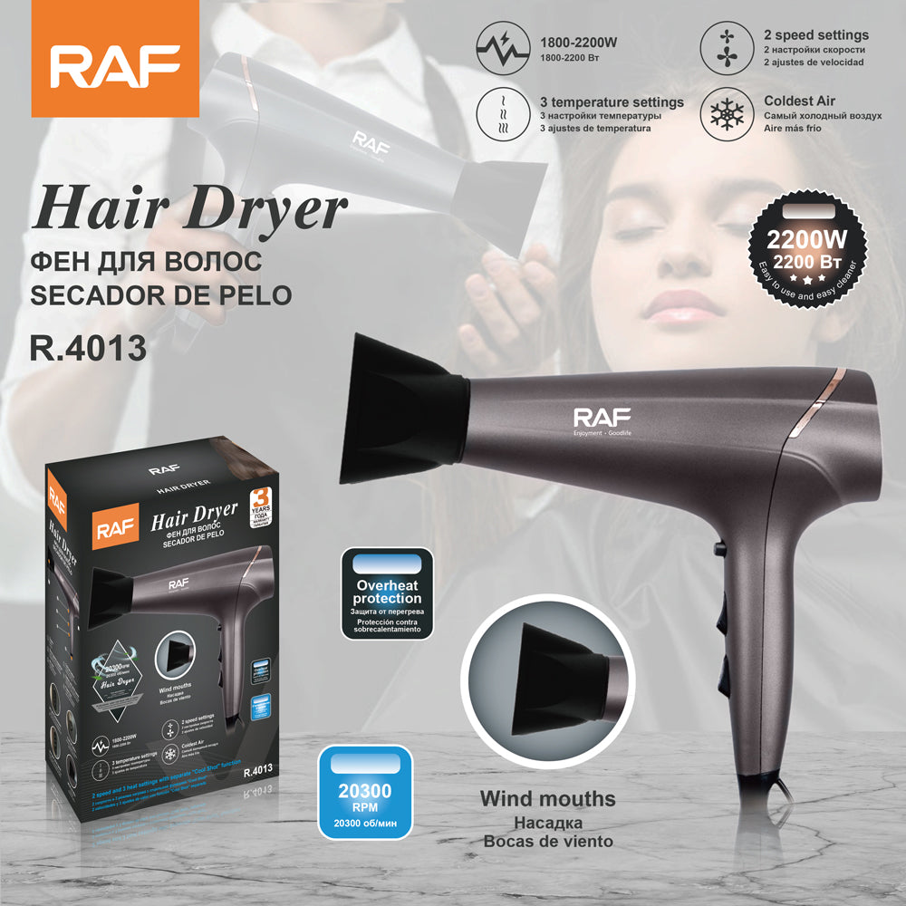 Professional Hair Dryer RAF R.4013  – 2 Speed & 3 Temperature Modes for Salon, Hotel & Home Use