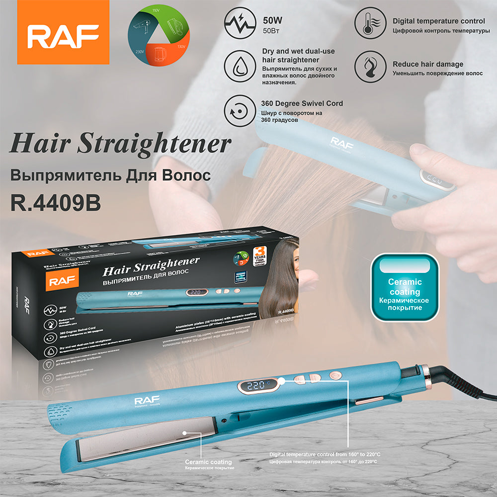 Hair Straightener RAF R.4409 – LCD 50W Ceramic PTC Flat Iron