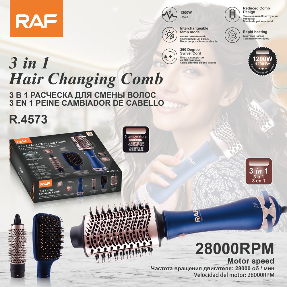 3-in-1 Hot Air Brush RAF R.4573  – Hair Dryer, Curler & Volumizer with Fast Heating Motor