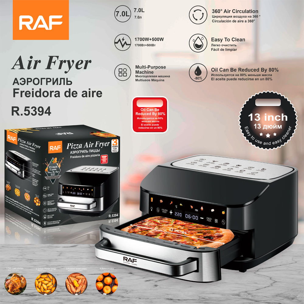 RAF 7L XL Pizza & Multi-Purpose Air Fryer Oven (R.5394) – 1700W Digital Convection Cooker with 13-Inch Cooking Surface