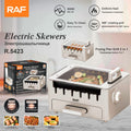 2-in-1 Smokeless Electric BBQ Grill & Skewer Machine RAF R.5423 – 800W Non-Stick Grill Pan with Kebab Skewers | Indoor Electric BBQ