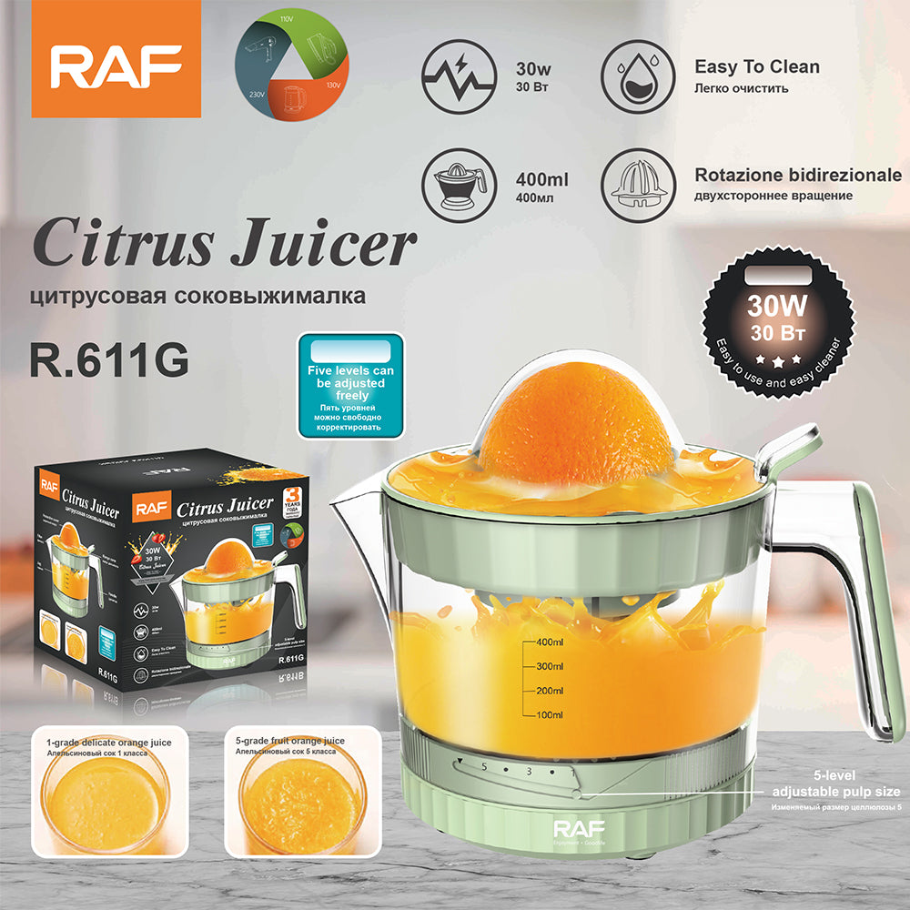 RAF R.611 Electric Fruit Juicer – 30W Automatic Orange Juicer with 5-Speed Control