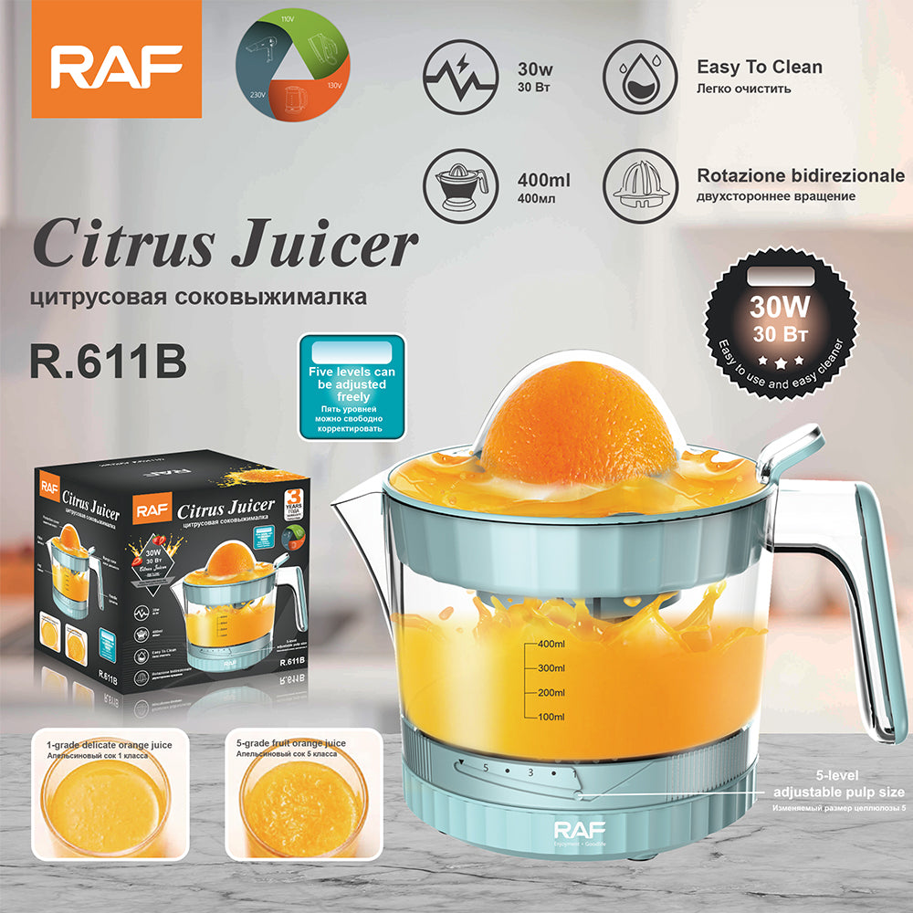 RAF R.611 Electric Fruit Juicer – 30W Automatic Orange Juicer with 5-Speed Control
