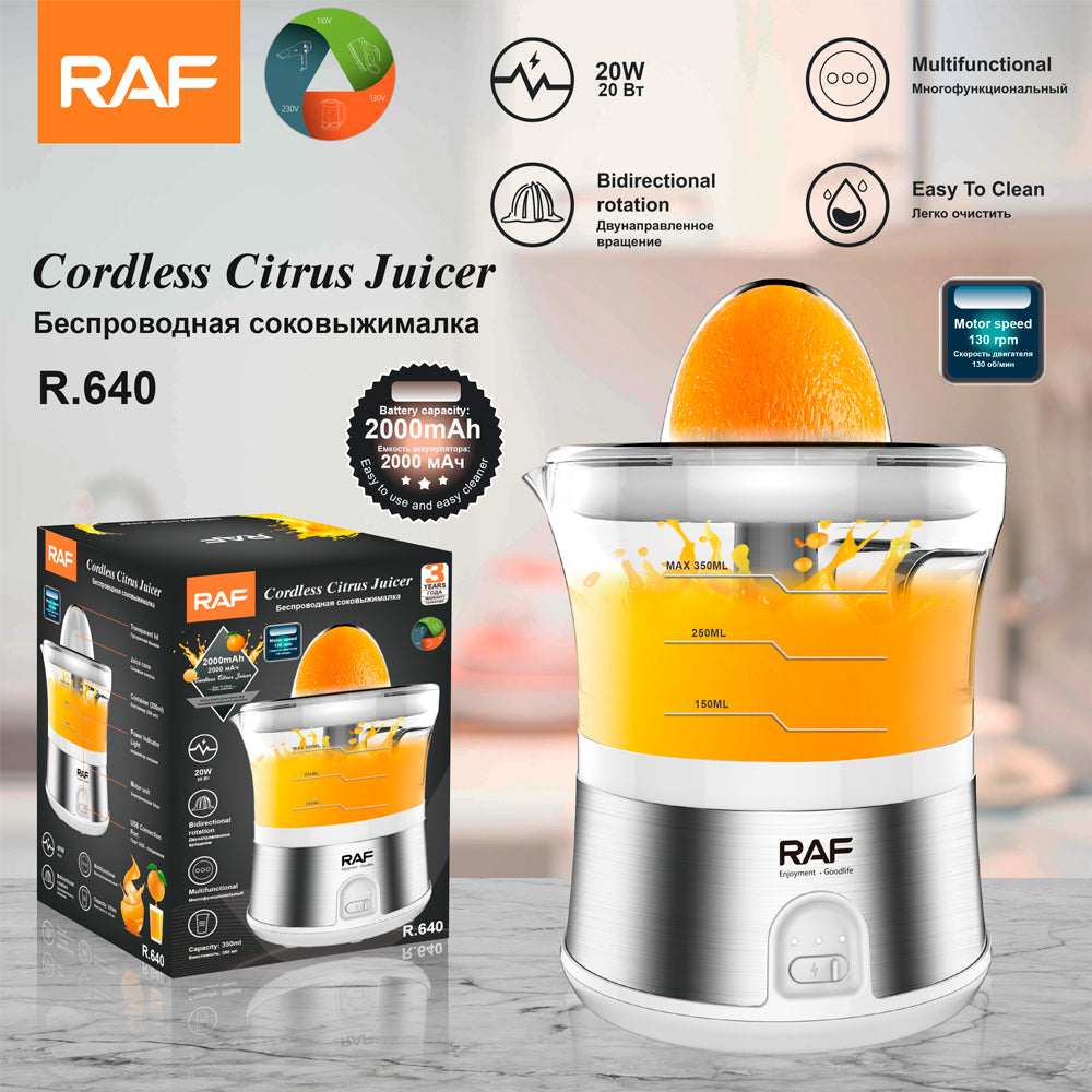 RAF R.640 Portable USB Electric Juicing Blender – 45W Rechargeable Slow Juicer