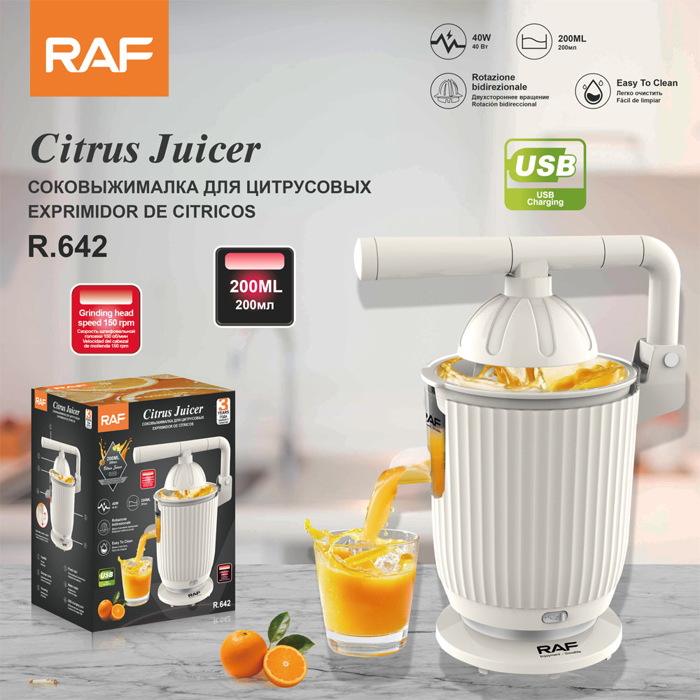 RAF R.642 Rechargeable Portable Lemon Juicer & Blender – USB Charging