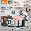 6L Stainless Steel Stand Mixer RAF R.6610 – 1300W Large Capacity Dough Mixer with LED Speed Control & All-Alloy Attachments