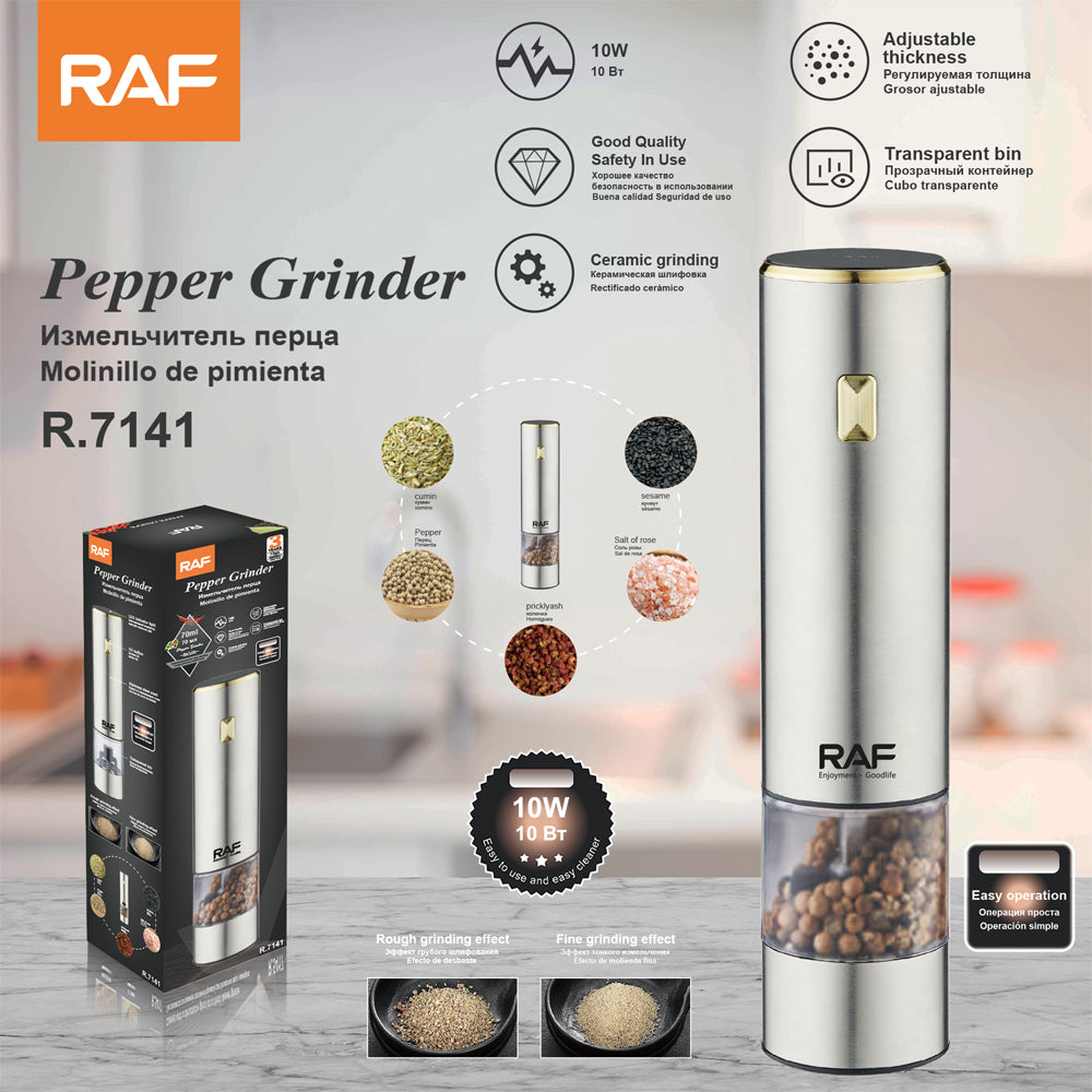 3-in-1 Manual Salt & Pepper Grinder RAF R.7141 – Stainless Steel Adjustable Spice Mill Bottle