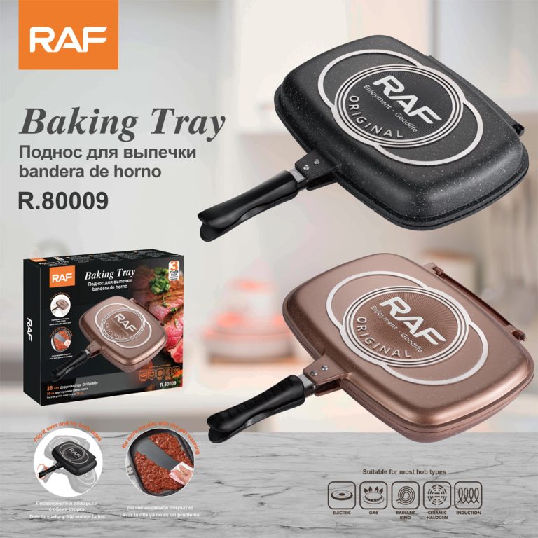 Double-Sided Non-Stick Marble Coated Baking Tray RAF R.80009 – Aluminum Grill Pan for Gas, Electric & Induction Cookers | Multifunction Cooking Pan