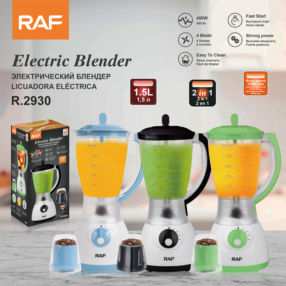 R.2930 1.5L Glass Blender Mixer & Grinder – 450W High-Speed Juicer