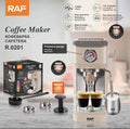 RAF R.0201 Espresso Coffee Machine – 19 Bar Semi-Automatic Coffee Maker with Steam Wand (1.2L)