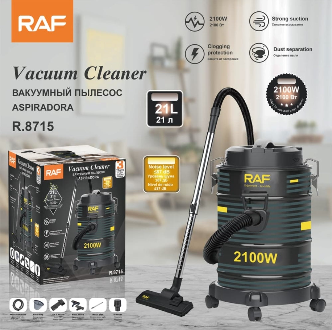 Drum Vacuum Cleaner RAF R.8715- 2100W High Power 21L Wet & Dry Cleaning Machine