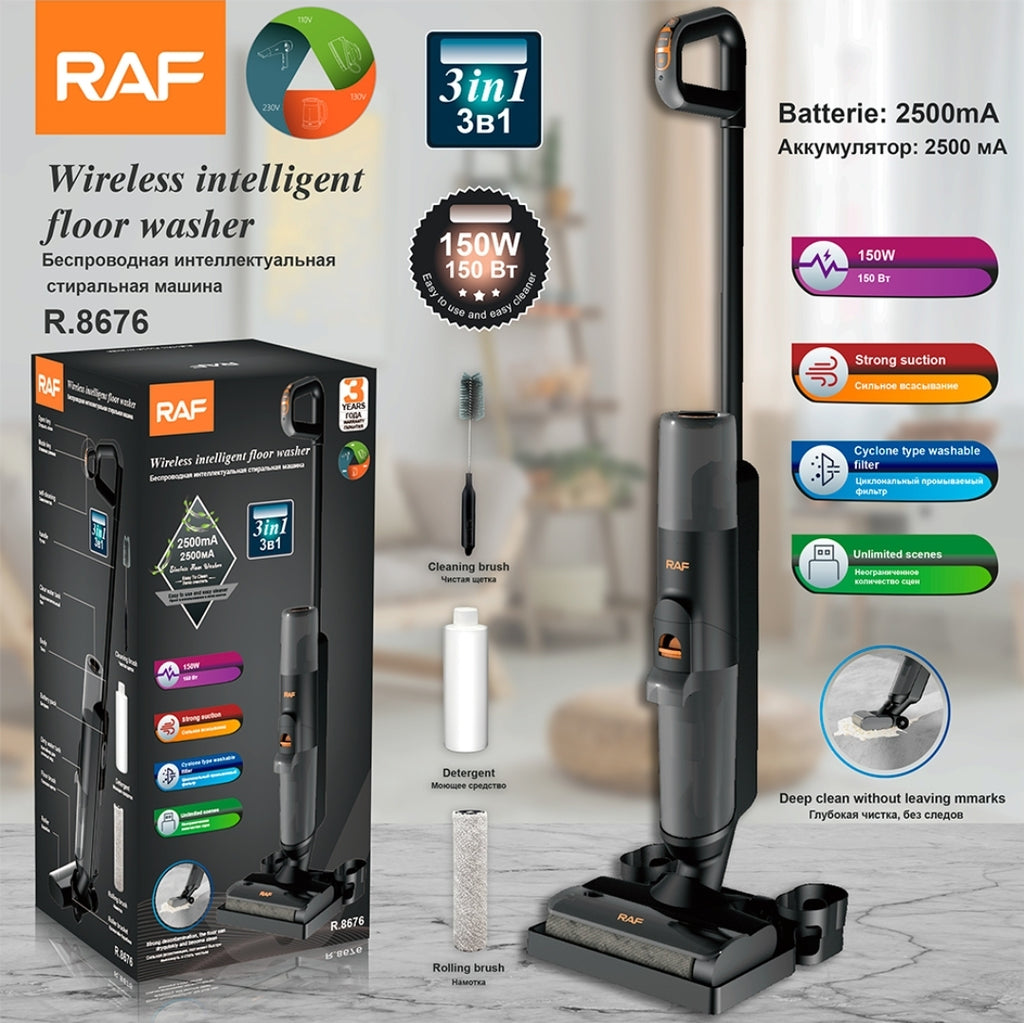 Rechargeable Wireless Vacuum Cleaner & Carpet Shampooer – 3-in-1 Cordless Floor Cleaning Machine RAF R.8676