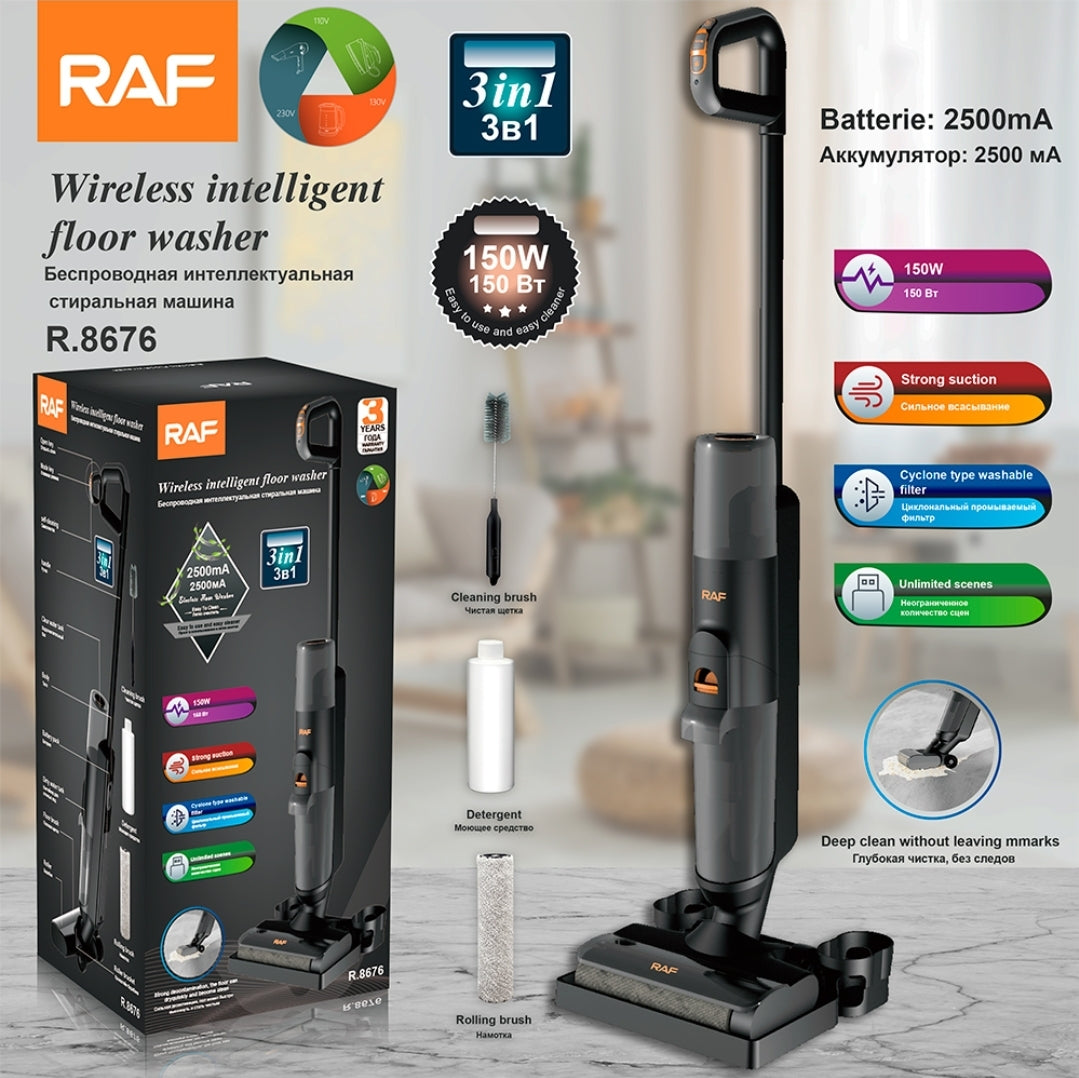 Rechargeable Wireless Vacuum Cleaner & Carpet Shampooer – 3-in-1 Cordless Floor Cleaning Machine RAF R.8676