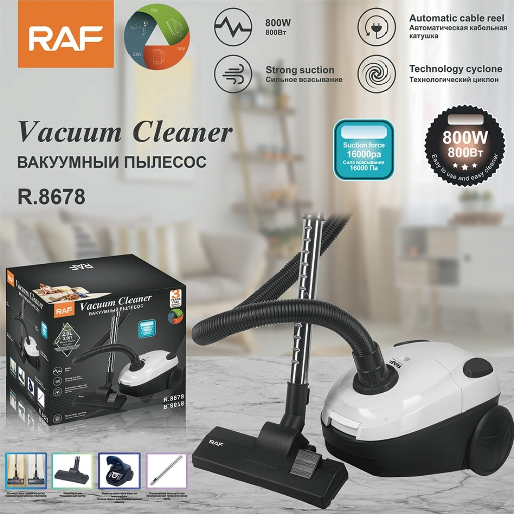 Canister Vacuum Cleaner RAF R.8678 – 800W Bagged Carpet Cleaner with Vacuum & Blower Function