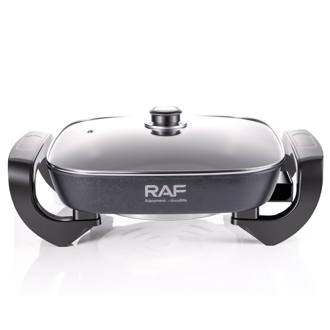 Professional Electric Hot Pot & Stock Pot RAF R.5478 – 1000W High-Speed Heating, Non-Stick Interior, Multi-Functional Cooker with Precision Temperature Control & Glass Lid