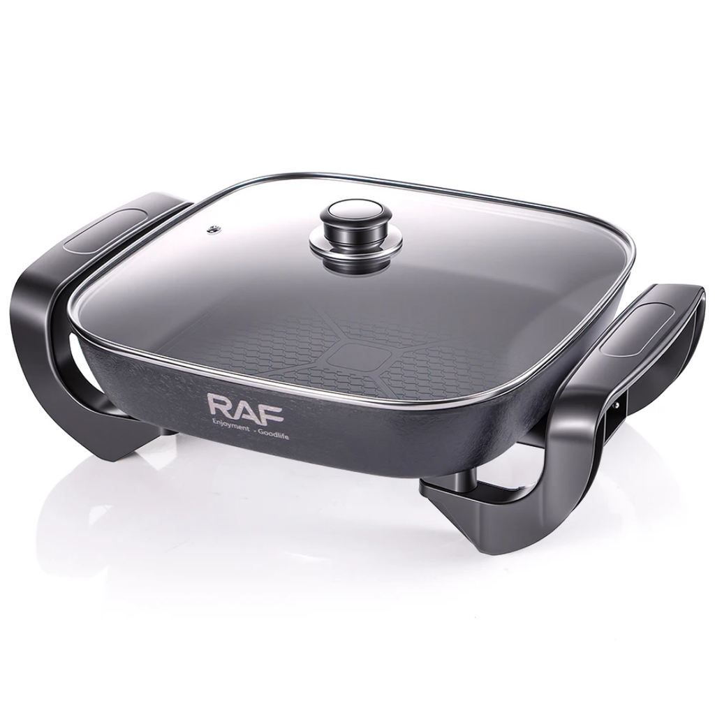 Professional Electric Hot Pot & Stock Pot RAF R.5478 – 1000W High-Speed Heating, Non-Stick Interior, Multi-Functional Cooker with Precision Temperature Control & Glass Lid